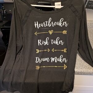 Jen & Leigh Black and Gold Long Sleeve Top